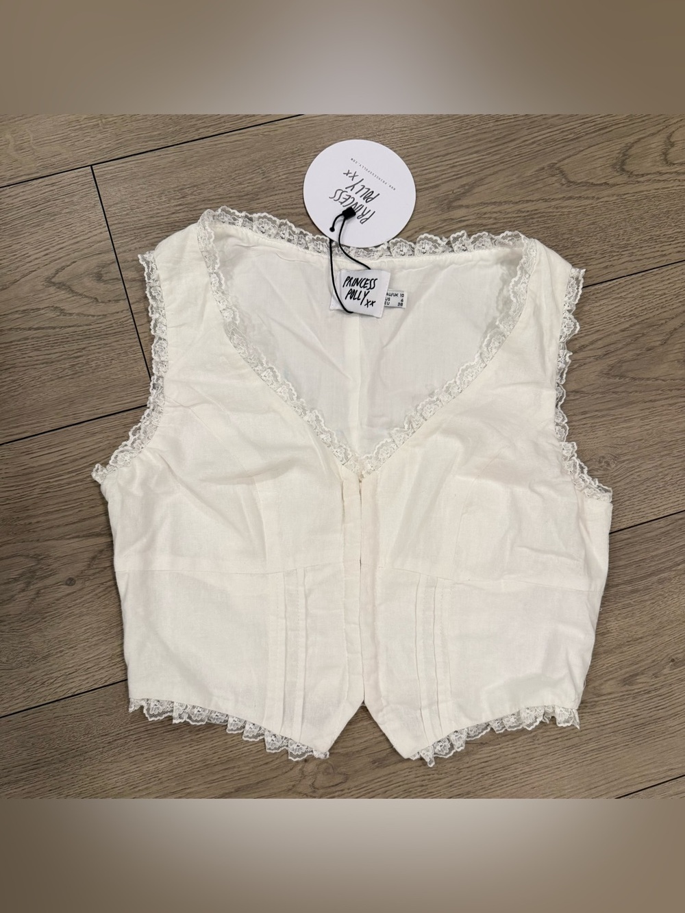 Princess Polly Ivory Lace-Trim Crop Top